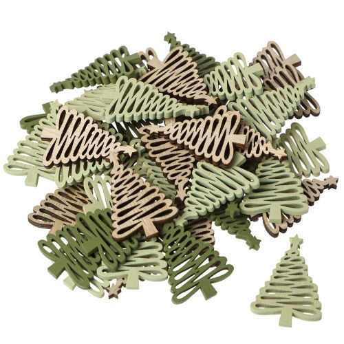 Product Christmas Tree with Star Green Scatter Wood 3×4.5cm 72pcs