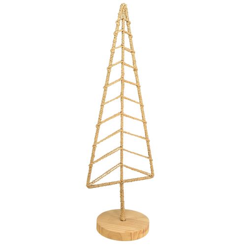 Christmas tree decoration with base wood metal natural 18x12x51cm