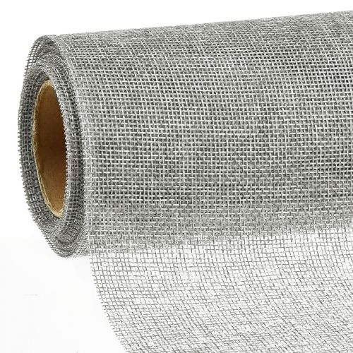 Table runner grey with jute, decorative fabric 29×450cm - Elegant table runner for your festive table decoration