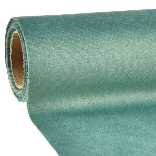 Velvet table runner green turquoise, decorative fabric 28×270cm - Elegant table runner for your festive decoration