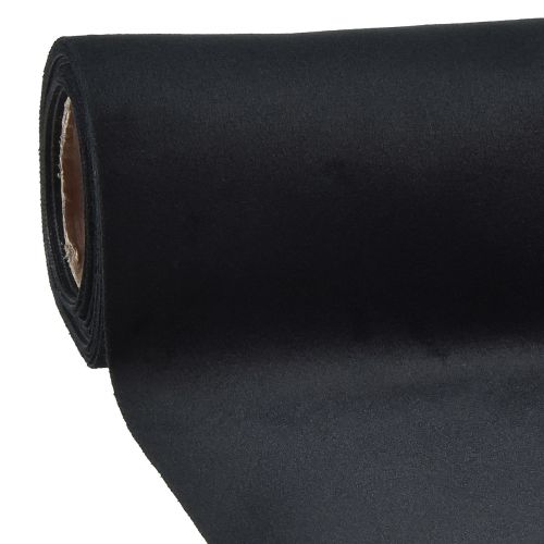 Floristik24 Velvet table runner black, shiny decorative fabric, 28×270cm - elegant table runner for festive occasions