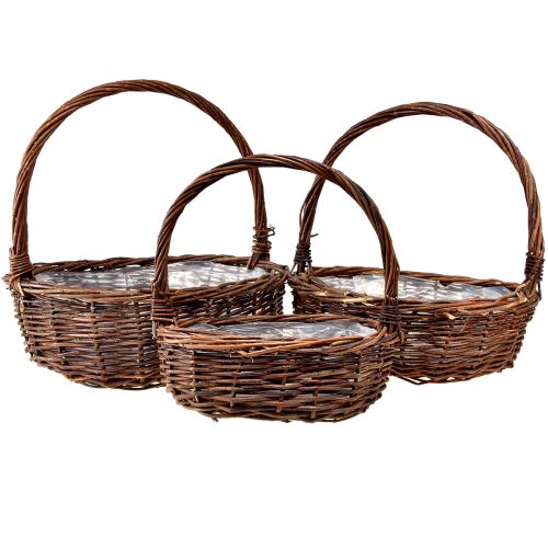 Rustic wicker basket set with handles – 3 sizes (36cm, 31cm, 26cm) – Versatile storage and decoration