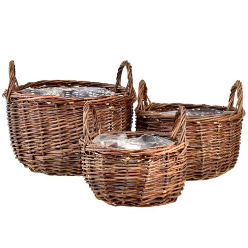 Product Versatile set of round wicker baskets with handles – 3 sizes (30cm, 26cm, 20cm) – Perfect for storage and home decoration – Set of 3