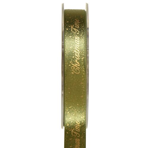 Product Christmas Ribbon Christmas Time Band Green Gold 15mm 20m