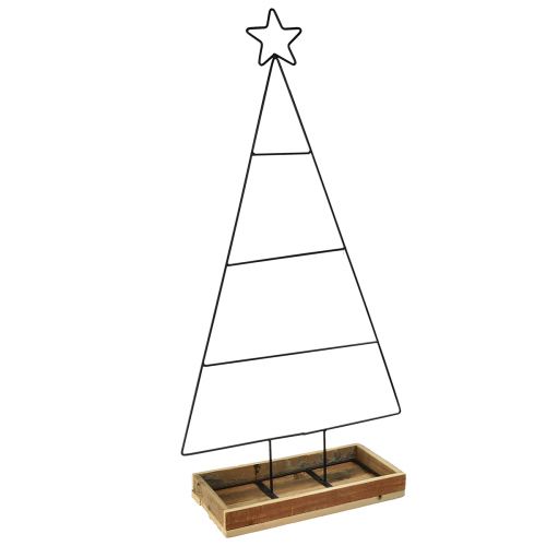 Product Metal Christmas tree with wooden decorative tray, 98.5cm - Modern Christmas decoration
