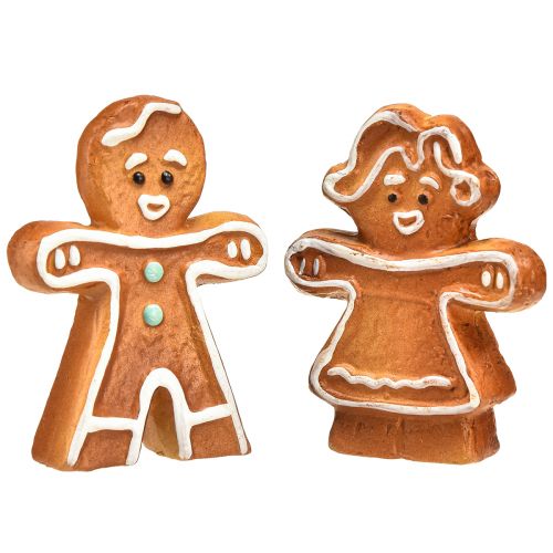 Christmas decoration ceramic gingerbread woman and man 7cm 6pcs