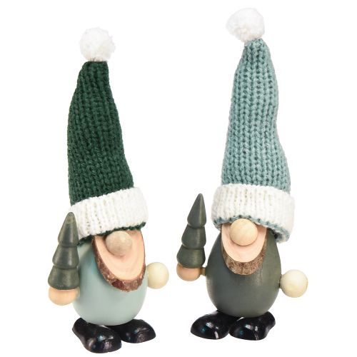 Christmas gnome decoration gnome wood green mint H14cm 6pcs