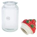 Floristik24 Bonboniere glass ceramic lid strawberry Ø10.5cm H26cm