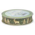 Floristik24 Gift ribbon green gold Christmas ribbon deer 25mm 15m