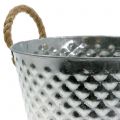 Floristik24 Zinc pot diamond with rope handles washed white Ø24.5cm H21cm