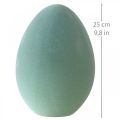 Floristik24 Easter egg plastic grey-green deco egg green flocked 25cm