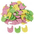 Floristik24 scatter wooden chicken assorted colors 4cm 72pcs