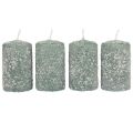 Floristik24 Pillar candles winter Christmas candles green 60×100mm 4pcs