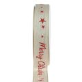 Floristik24 Christmas ribbon Merry Christmas natural red linen 25mm 15m