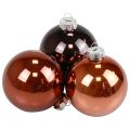 Floristik24 Christmas balls glass brown mix tree balls gloss Ø7.5cm 12pcs