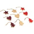 Floristik24 Christmas tree decorations wooden heart star tree red 4.5cm 9pcs