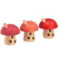 Floristik24 Decorative mushrooms wooden house red orange wooden decoration 6×5cm 6pcs