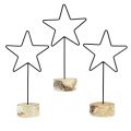 Floristik24 Decorative star candle holders on wooden base – set of 3 – black &amp; natural, 40 cm – stylish table decoration