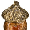 Floristik24 Ceramic acorn house decorative acorns with heart motif, brown, 6 cm, 6 pieces - autumn table decoration