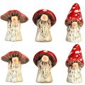 Floristik24 Fairytale gnome toadstool figures in a set of 6 – red with white dots, 7.5 cm – magical decoration for the garden and home