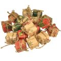 Floristik24 Paper gift boxes mini set, red-green-natural, 2.5 x 3 cm, 18 pieces - Christmas decoration