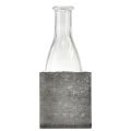 Floristik24 Glass vase in grey wooden stand, 9.5x8x20cm - Rustic decoration in 4 pieces