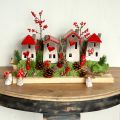 Floristik24 Romantic ceramic houses with heart motif in a set of 3 – red &amp; natural tones, 10.9 cm – lovingly designed lanterns