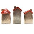 Floristik24 Romantic ceramic houses with heart motif in a set of 3 – red &amp; natural tones, 10.9 cm – lovingly designed lanterns