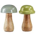 Floristik24 Wooden mushrooms decorative mushrooms wood grey green Ø6cm H10cm 2pcs