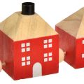 Floristik24 Candle holder wooden decoration wooden house red and white garland 23cm