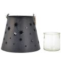 Floristik24 Metal lantern anthracite with stars – Ø16.5 cm, height 24 cm – Stylish decoration with carrying handle