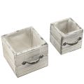 Floristik24 Wooden drawer set with handle, white wiped, 12x12cm &amp; 9x9cm - Rustic storage