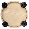 Floristik24 Candle holder with wooden tray – natural &amp; black, Ø 33 cm – timeless design for every table decoration