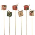 Floristik24 Flower pin gift red green beige natural 3.5cm 12pcs